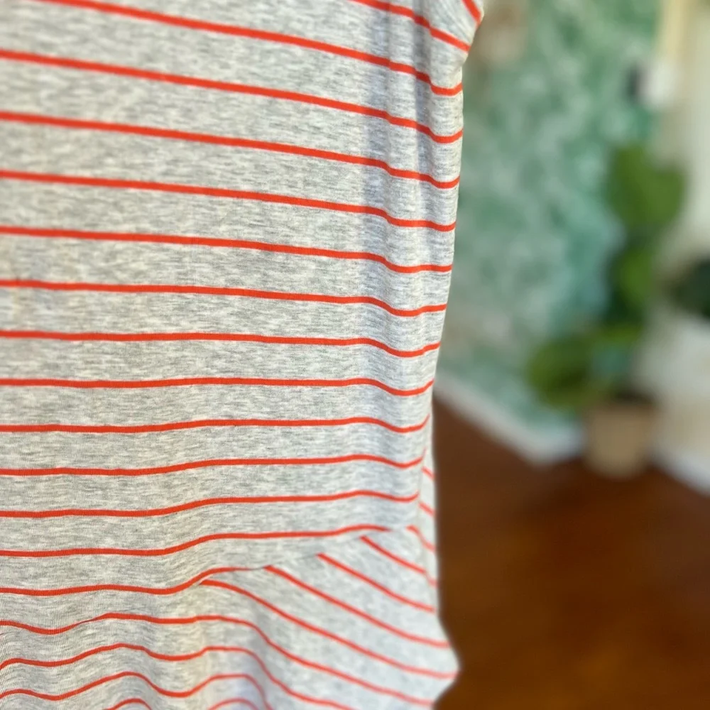 Cabi Gray Grey Orange Stripe Peplum Ruffle Tank Shirt Sleeveless Top 533 Sz S - Picture 7 of 7